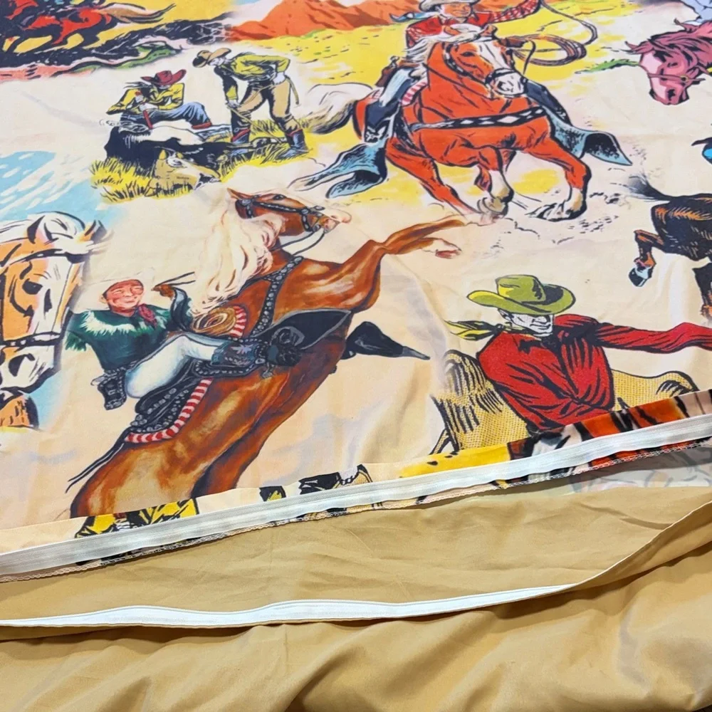Vintage Western Cowboy Print Fabric